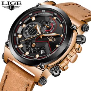 2018 LIGE Men Watch Male Leather Automatic